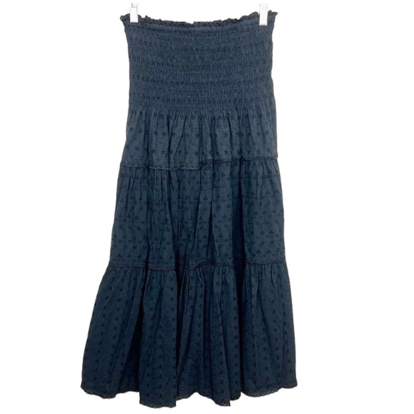 Paul‎ Berman Smocked Black Eyelet Whimsigoth Fairy Skirt - Picture 1 of 15